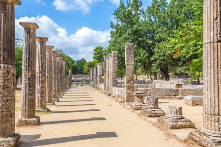 ruins in Ancient Olympia, Peloponnes, Greeceの写真素材