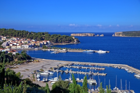 view on city of Pylos and Navarino bayの写真素材
