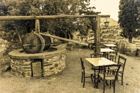 traditional Greek olive oil press in Monemvasia village, Laconia, Peloponnesの写真素材