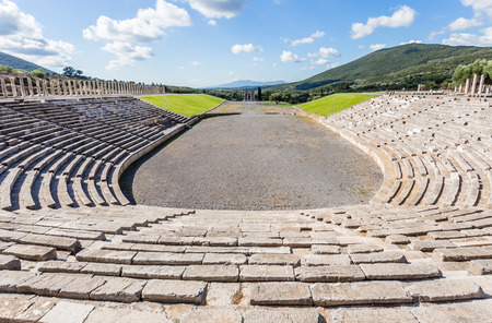 antique stadium in Ancient Messina, Peloponnese, Greeceの写真素材