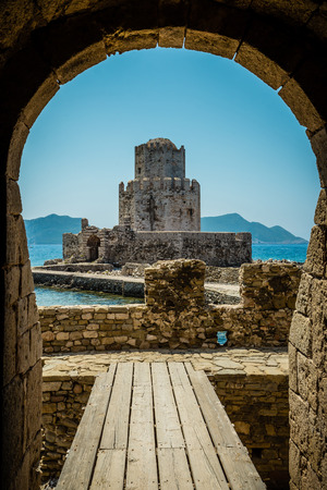 The Bourtzi tower, Methoni, Peloponnese, Greece.の写真素材
