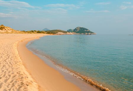 Nature, sand, sea and beautiful coastlene, Greeceの写真素材
