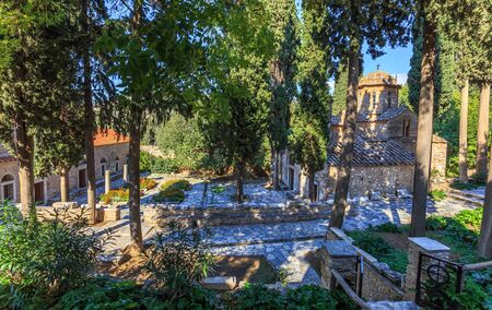 old byzantine monastery in Kaisariani, Athens, Greeceの写真素材