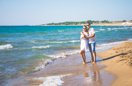 enamored man and woman posing in different placesの写真素材