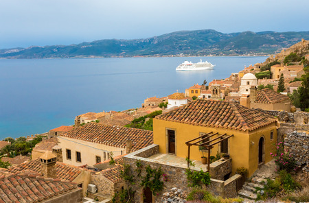 early morning in medieval town of Monemvasia, Greeceの写真素材