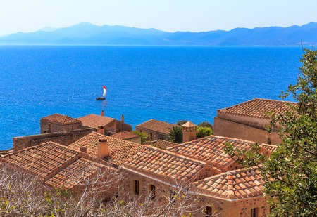 Monemvasia the medieval town in Peloponnese, Greeceの写真素材