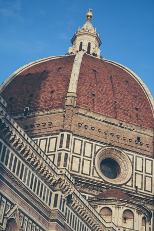 Vintage postcard with Piazza del Duomo and Cathedral Santa Maria del Fioreの写真素材