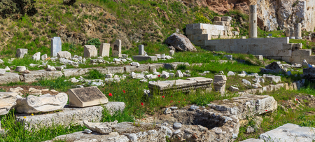 ruins of ancient temple on Acropolis hillの写真素材