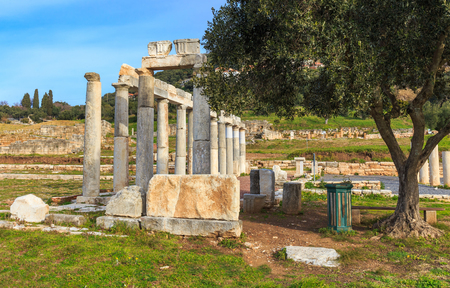 ruins of meat market in ancient Messina, Greeceの写真素材