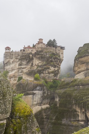 Meteora monasteries in the fogの写真素材