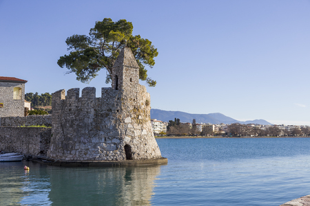 Seashore fortress view of Nafpaktos, Greeceの写真素材
