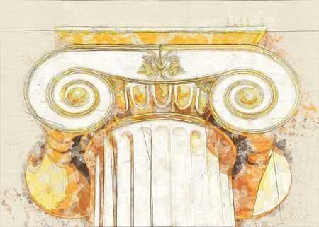 capital of Ionian column, light HDRの写真素材