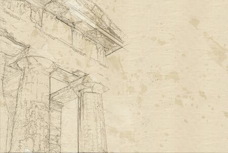 Sketch of ruins of Acropolis, Athensの写真素材