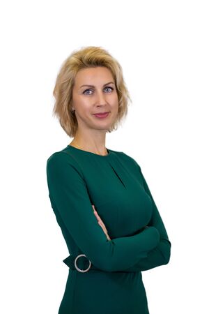 business portrait of a nutritionist on white backgroundの写真素材