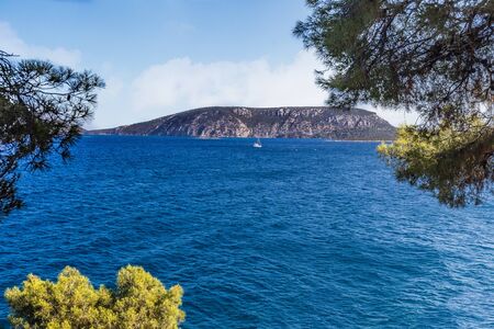 Beautiful panorama of seascape with blue sky at daylightの写真素材