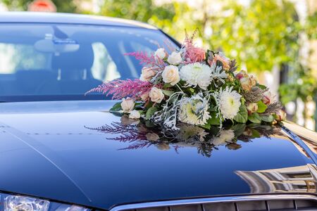 Fresh flowers on the car.の写真素材