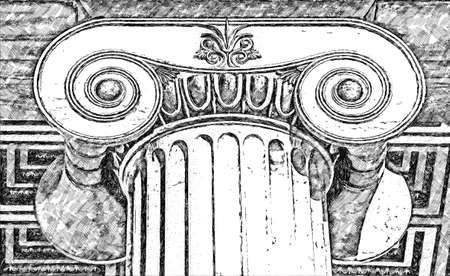 Sketch pencil of capital of Ionian columnの写真素材