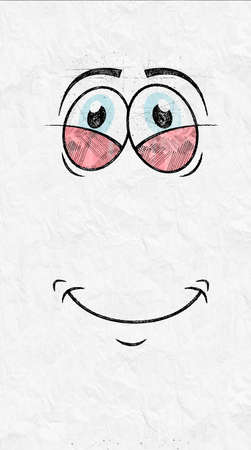 cartoon face icon set design, expression cute emoticon character funny and anime theme Vector illustrationの写真素材