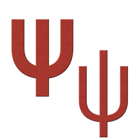 Greek alphabet red leather texture, Psiの写真素材