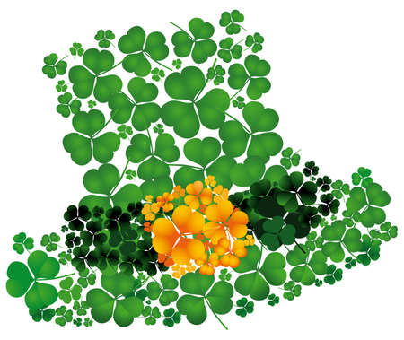 Leprechaun´s hat of a composition consisting of cloversのイラスト素材