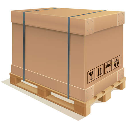 Cardboard container with wooden palletのイラスト素材