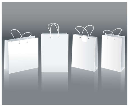 Set of white paper bags in different positionsのイラスト素材