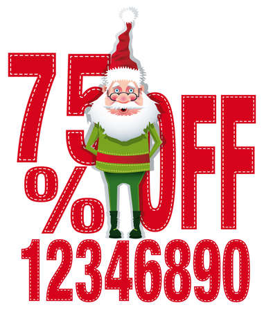 Santa with different percentages of discounts.Scalable / vectorのイラスト素材