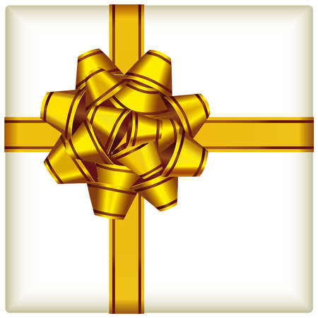Vector illustration of a gold ribbon on ivory color background.のイラスト素材