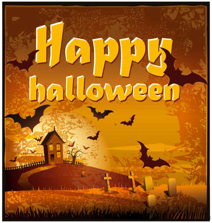 Illustration of a dark landscape with bats useful for the Day of the Dead and HalloweenEPS 10 file, Illustration contains a transparency.This transparency is on a separate layer from the rest of the artwork and can easily be deleted or turned offのイラスト素材