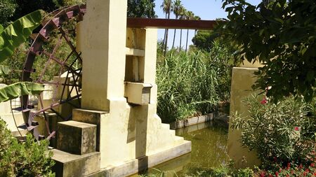 Naouria to raise water in the garden of Janan al-Sabeel in Fez in Moroccoの写真素材