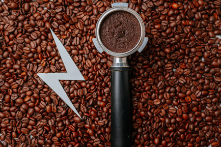 Showcasing Skill Of Baristas With Detailed Coffee Presentation And Artistic Roasted Bean Motifの写真素材