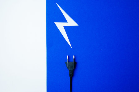 Simple Depiction Of Electrical Energy Through Contrasting Colors And Symbols In Art