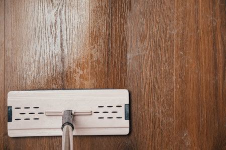 Home Cleaning Ritual. Quietly Maintaining Cleanliness With Microfiber Tools And Diligent Careの写真素材