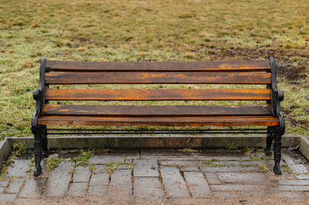 Abandoned Park Bench Covered In Moss And Rust Reflects Seasonal Change And Decay