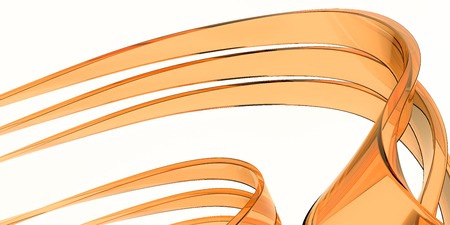 Orange glass curved 3d illustration render white backgroundの写真素材