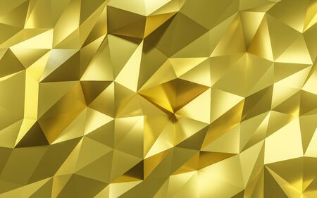 golden abstract polygonal Background Illustration Texture folded paper 3d renderの写真素材