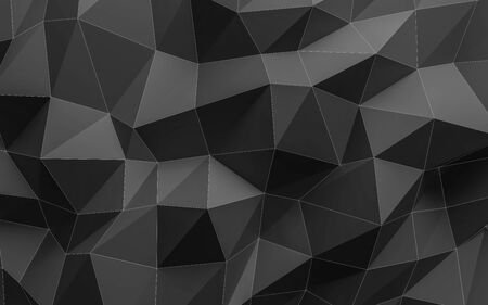 3d polygonal Surface Abstract squares dark and grey background Illustration Texture with white wire meshの写真素材
