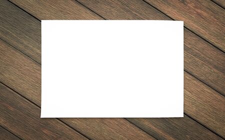 din a4 paper empty blank sheet Blank flyer poster isolated on wooden background to replace your...