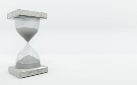 hour glass sand on white background 3d render illustration