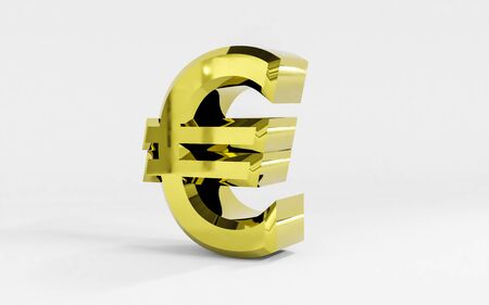 isolated gold euro sign on white backgroundの写真素材