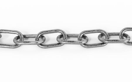 close up of metal chain part on white background 3d render illustration