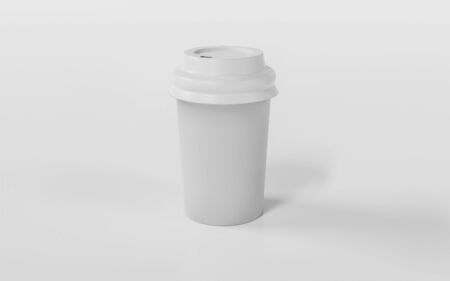 White Take-out coffee in thermo cup. Isolated on a white background 3d render illustrationの写真素材