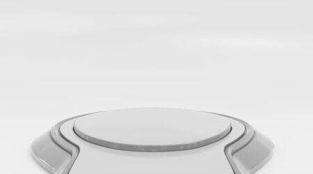 Minimalistic showcase with empty space in modern futuristic style on white background 3d...
