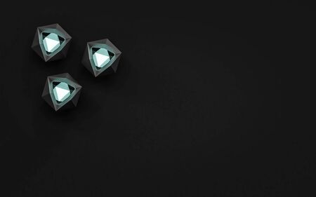 Background of an empty modern grey wall with cyan spotlights abstract background with neon glow 3d...