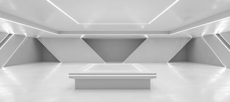 abstract white background architexture warehouse hall 3d render illustrationの写真素材