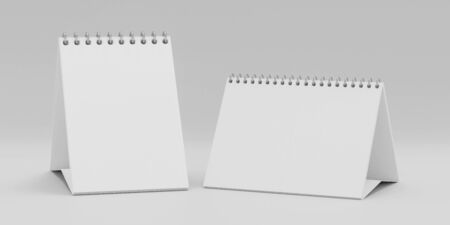two ring note books stand up mock up blank empty cardboards with space for your content 3d illustration renderの写真素材