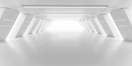 abstract white background architecture warehouse hallの写真素材