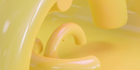 abstract orange glossy torus ring structure texture background 3d render illustrationの写真素材