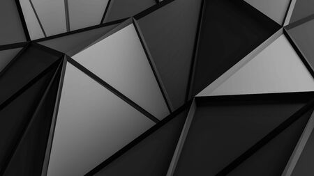 Abstract wallpaper, grey surface triangles with black wire meshの写真素材