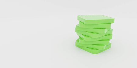 Interconnected green cubes white background texture with empty blank space for your contentの写真素材